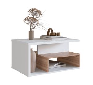 Mesa de centro rectangular B92 blanco/castaño