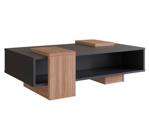 Mesa de centro rectangular B93 negro/castaño