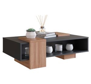 Mesa de centro rectangular B93 negro/castaño