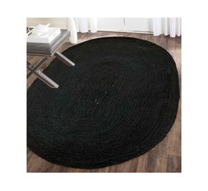 Alfombra Oval braid negro 120x180 cm