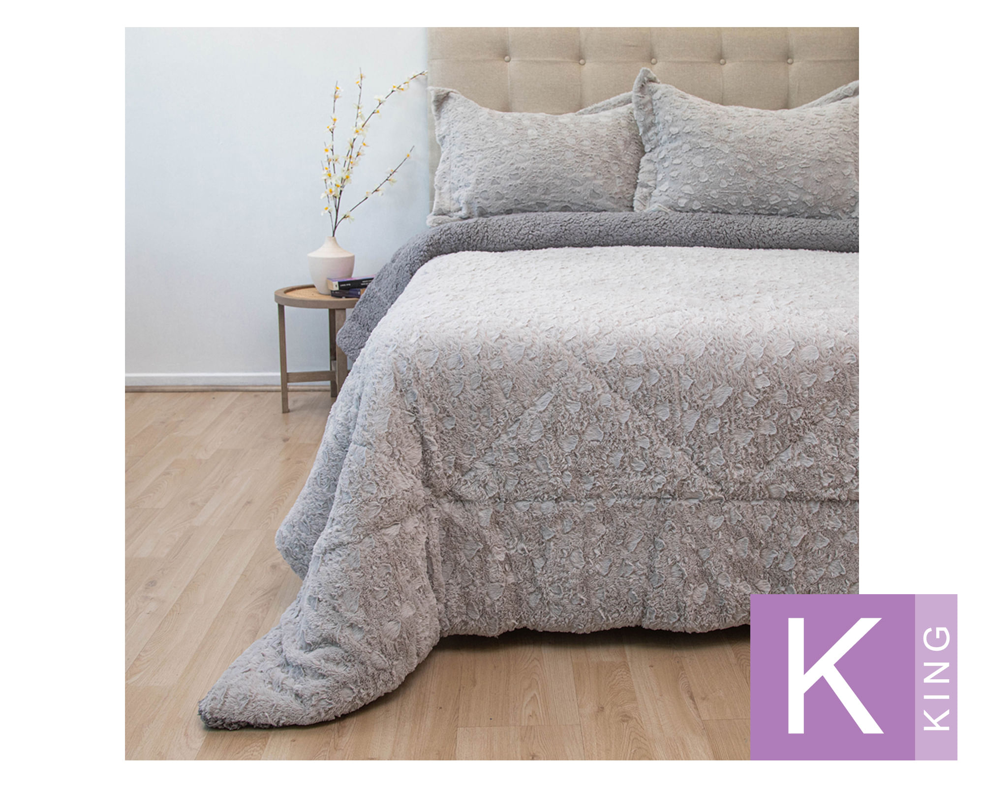 Doral Cubrecama Plush senses sherpa gris king