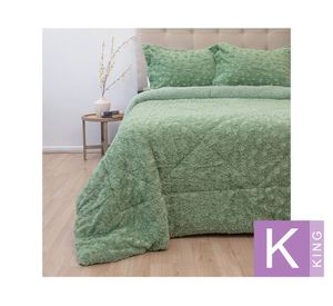 Cubrecama Plush senses sherpa verde king