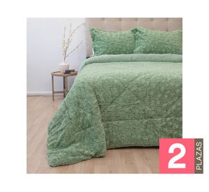 Cubrecama Plush senses sherpa verde 2 plazas
