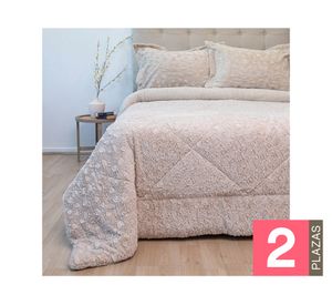 Cubrecama Plush senses sherpa beige 2 plazas