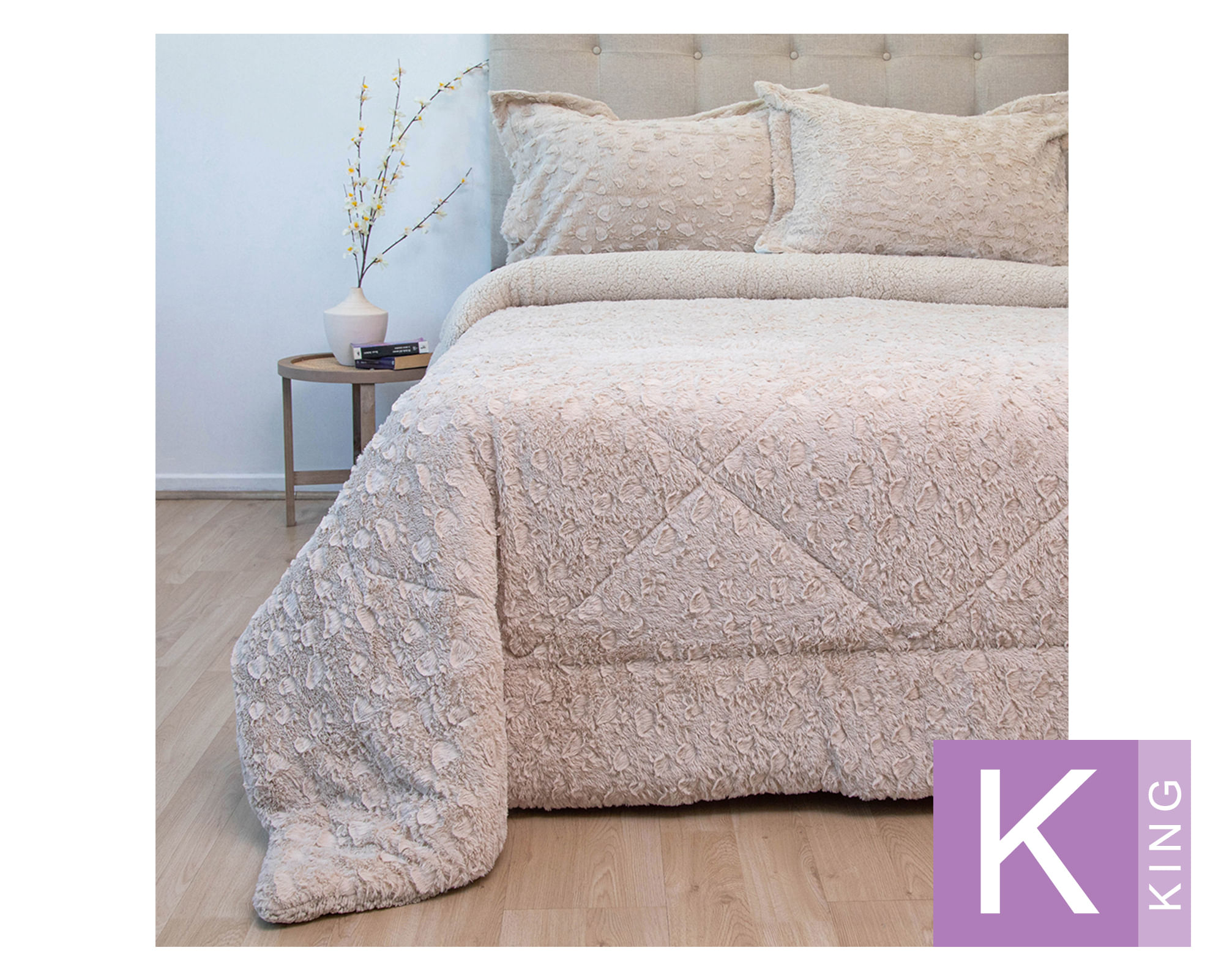 Doral Cubrecama Plush senses sherpa beige king