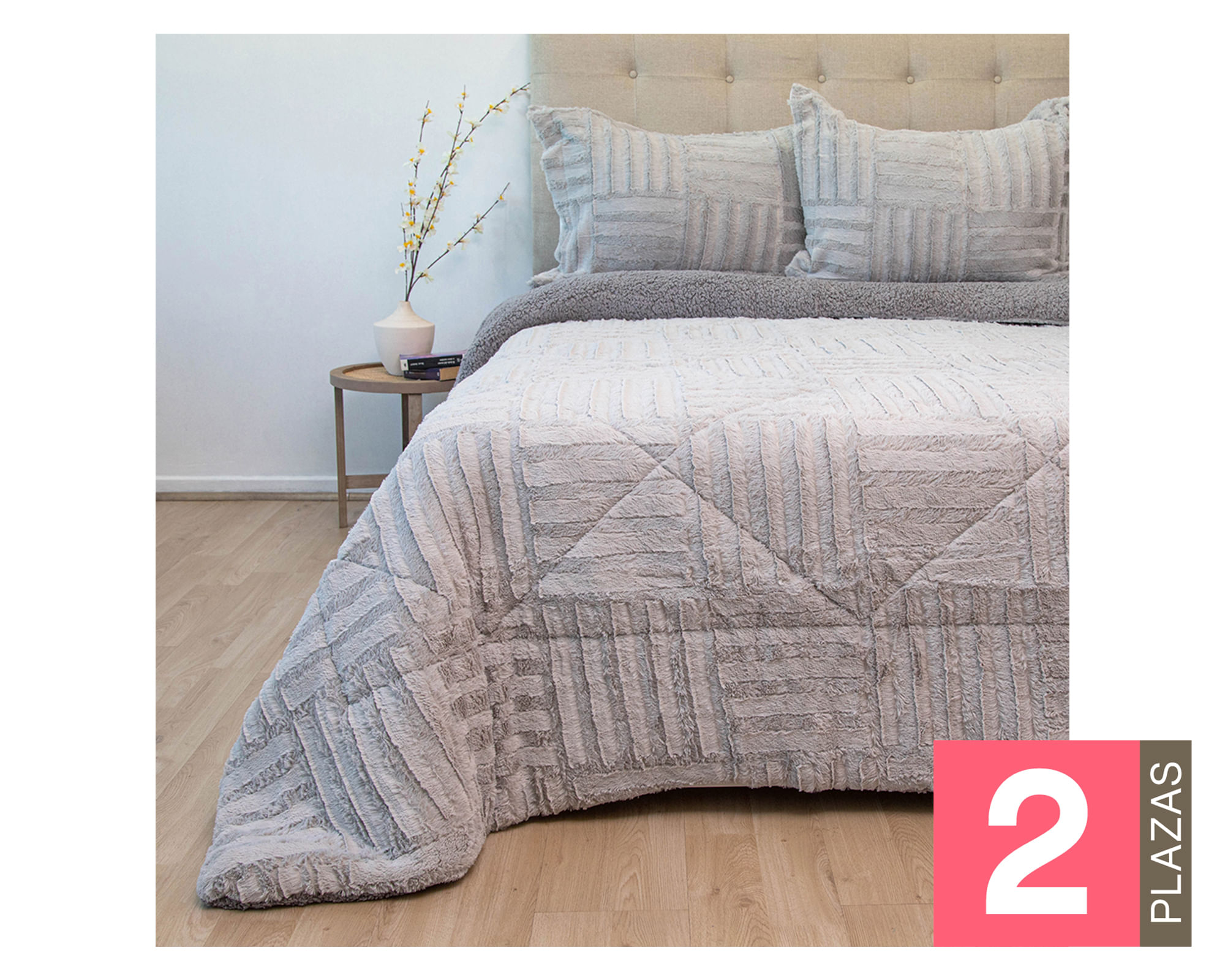 Doral Cubrecama Plush senses gris 2 plazas
