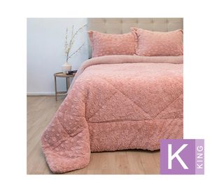 Cubrecama Plush senses sherpa rosa king