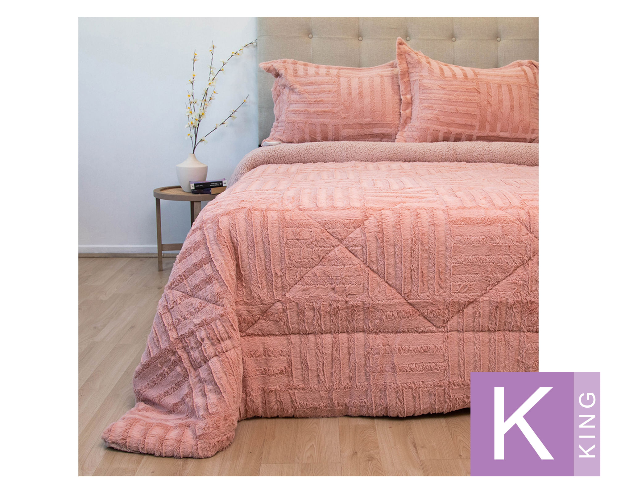 Doral Cubrecama Plush senses rosa king