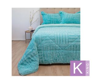 Cubrecama Plush senses turquesa king