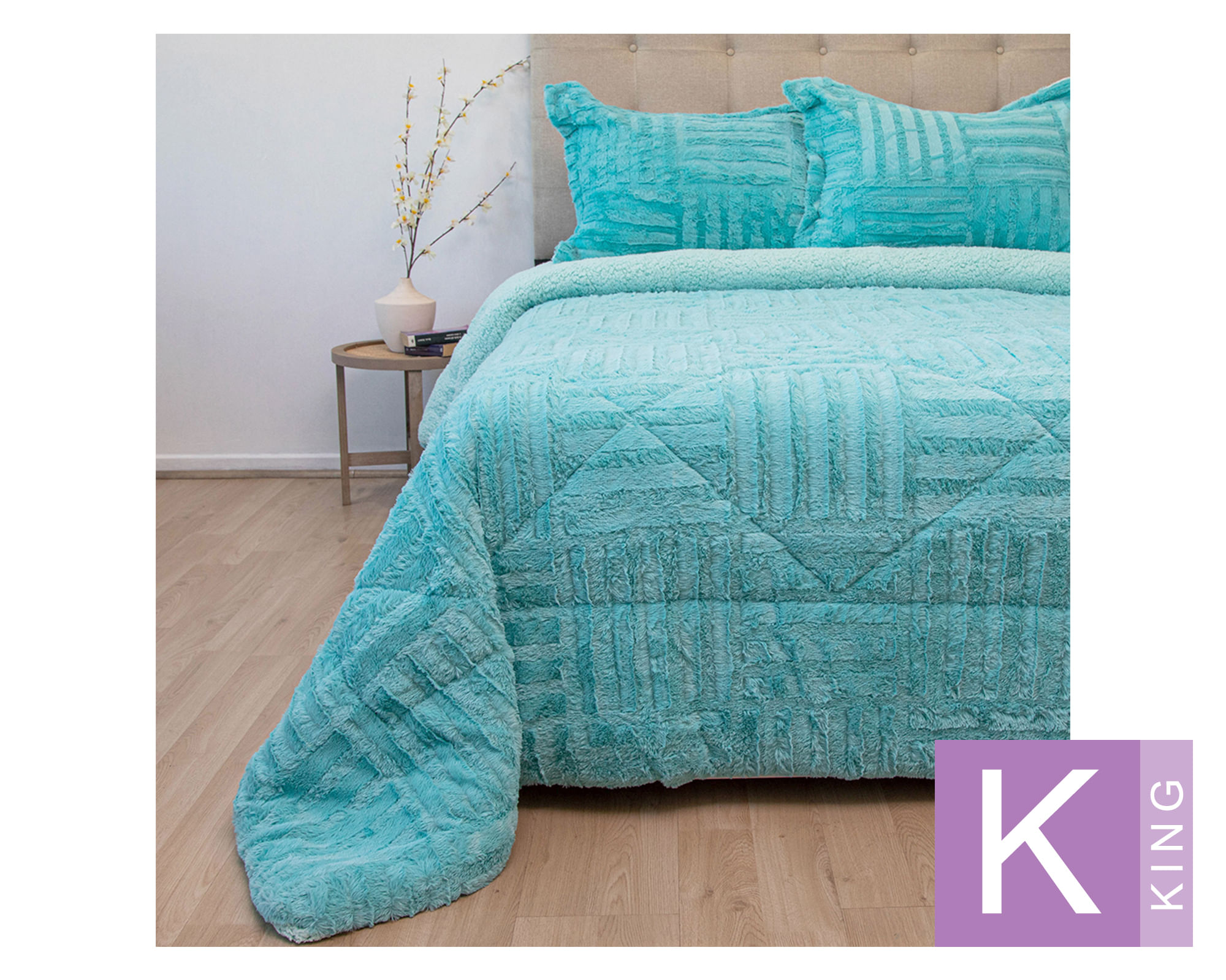 Doral Cubrecama Plush senses turquesa king