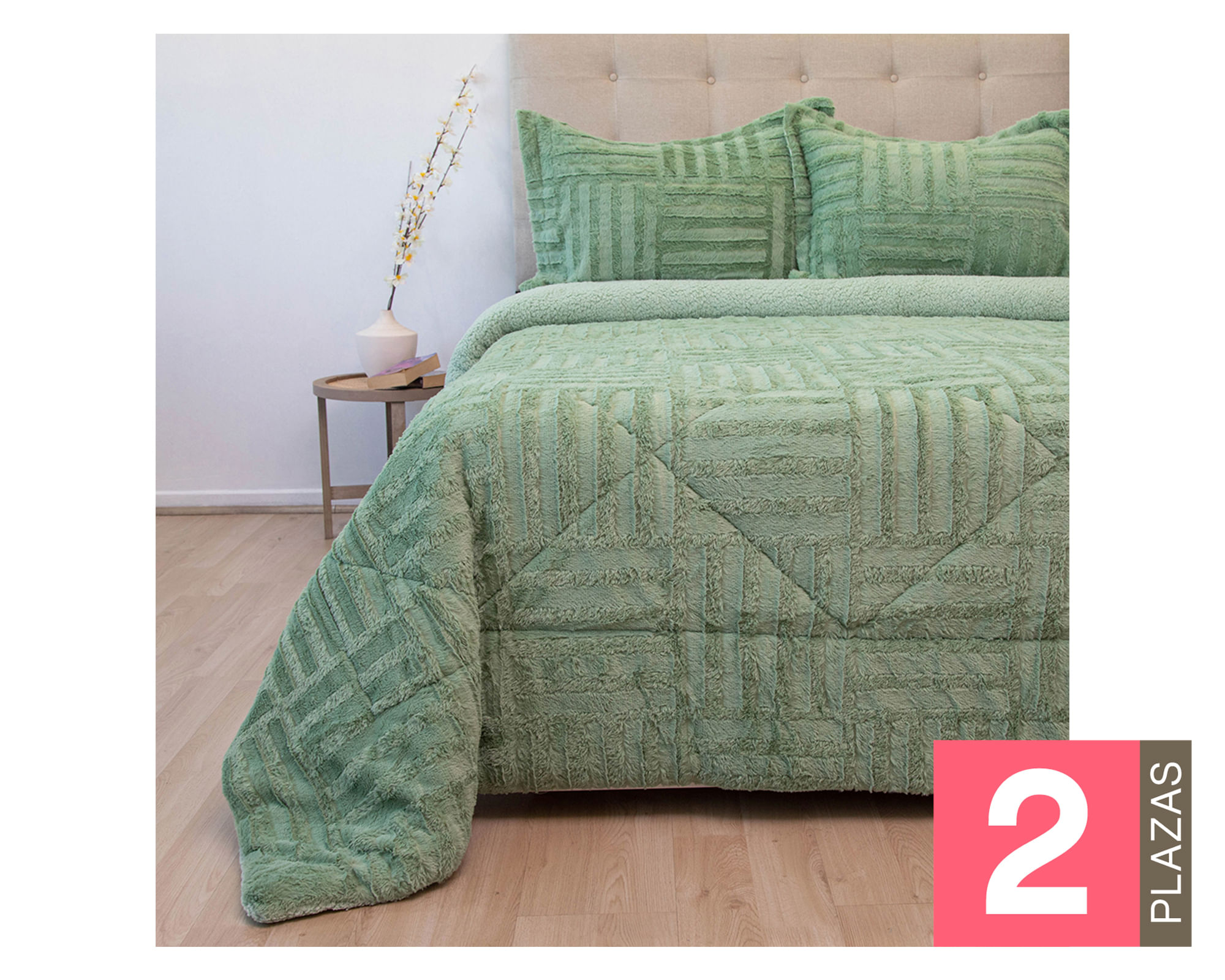 Doral Cubrecama Plush senses verde 2 plazas