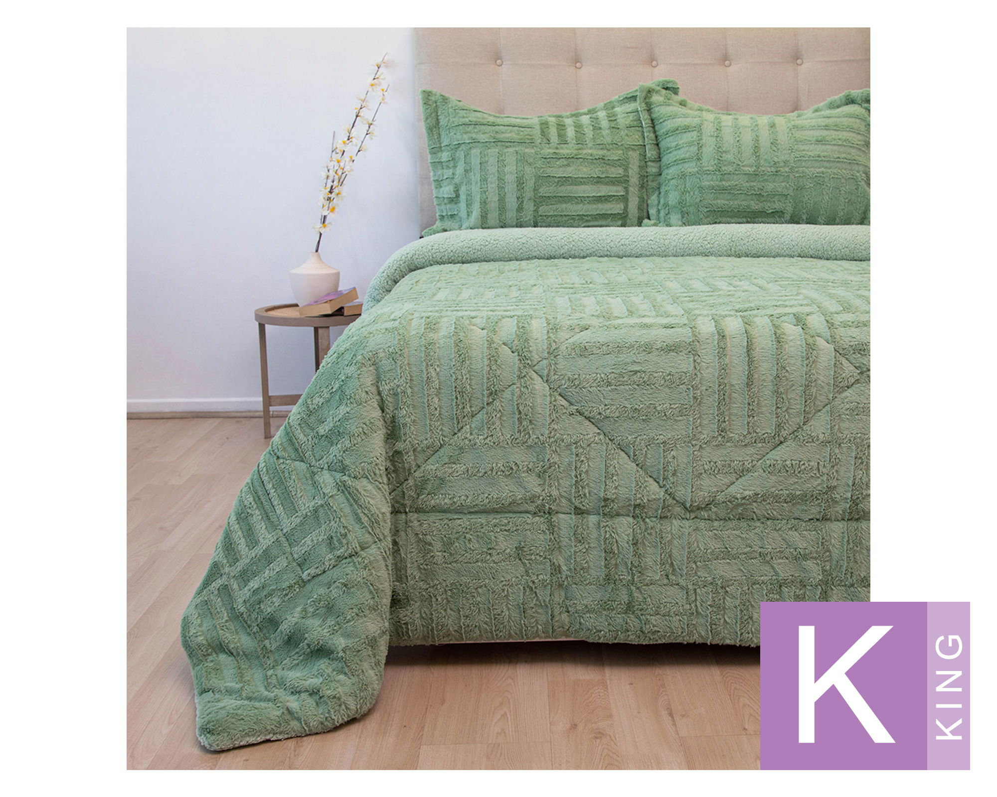 Doral Cubrecama Plush senses verde king