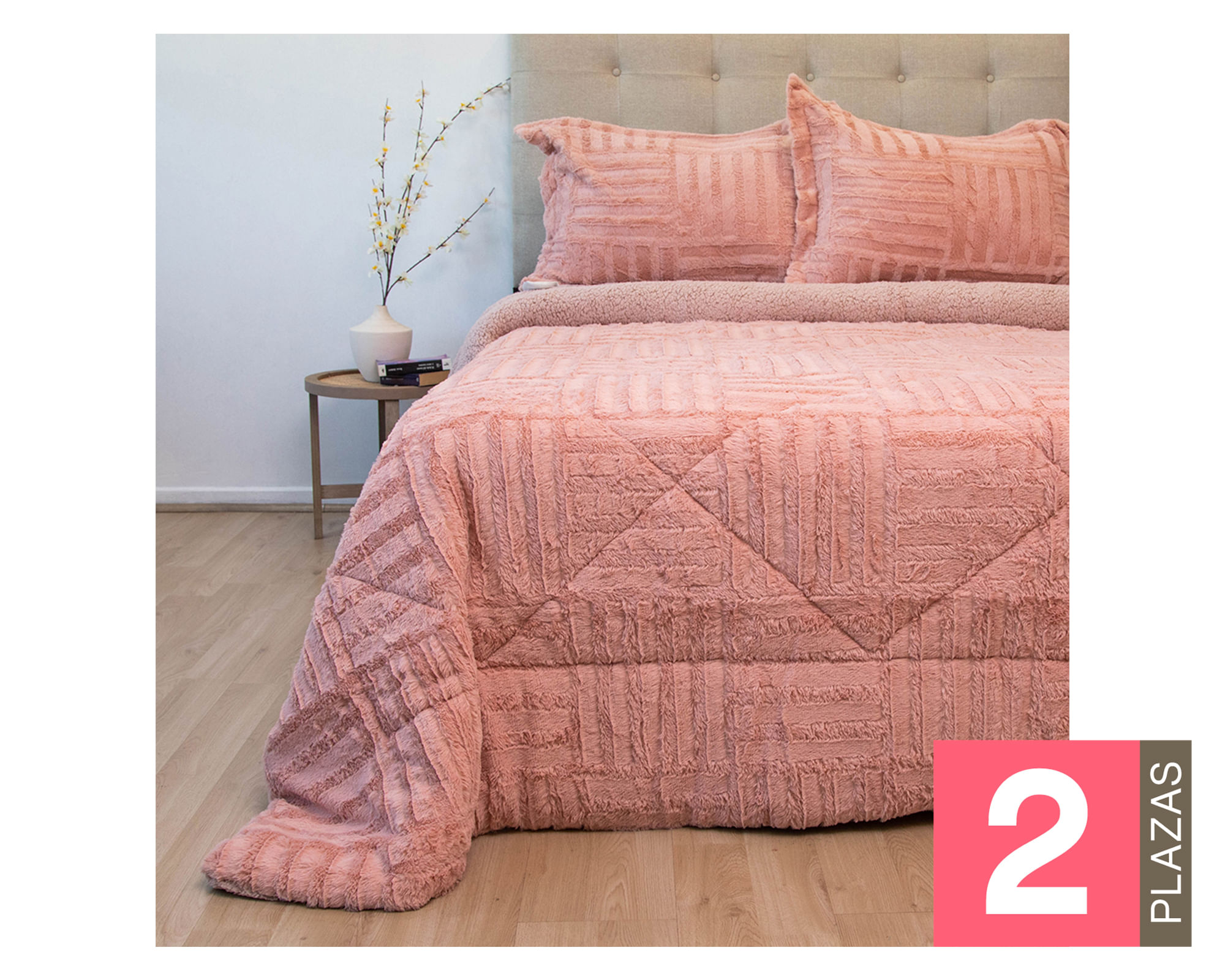 Doral Cubrecama Plush senses rosa 2 plazas
