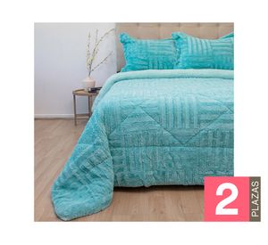 Cubrecama Plush senses turquesa 2 plazas