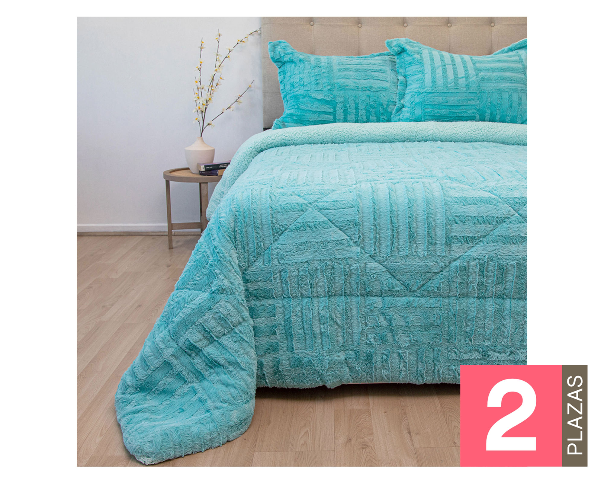 Doral Cubrecama Plush senses turquesa 2 plazas