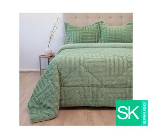 Cubrecama Plush senses verde súper king