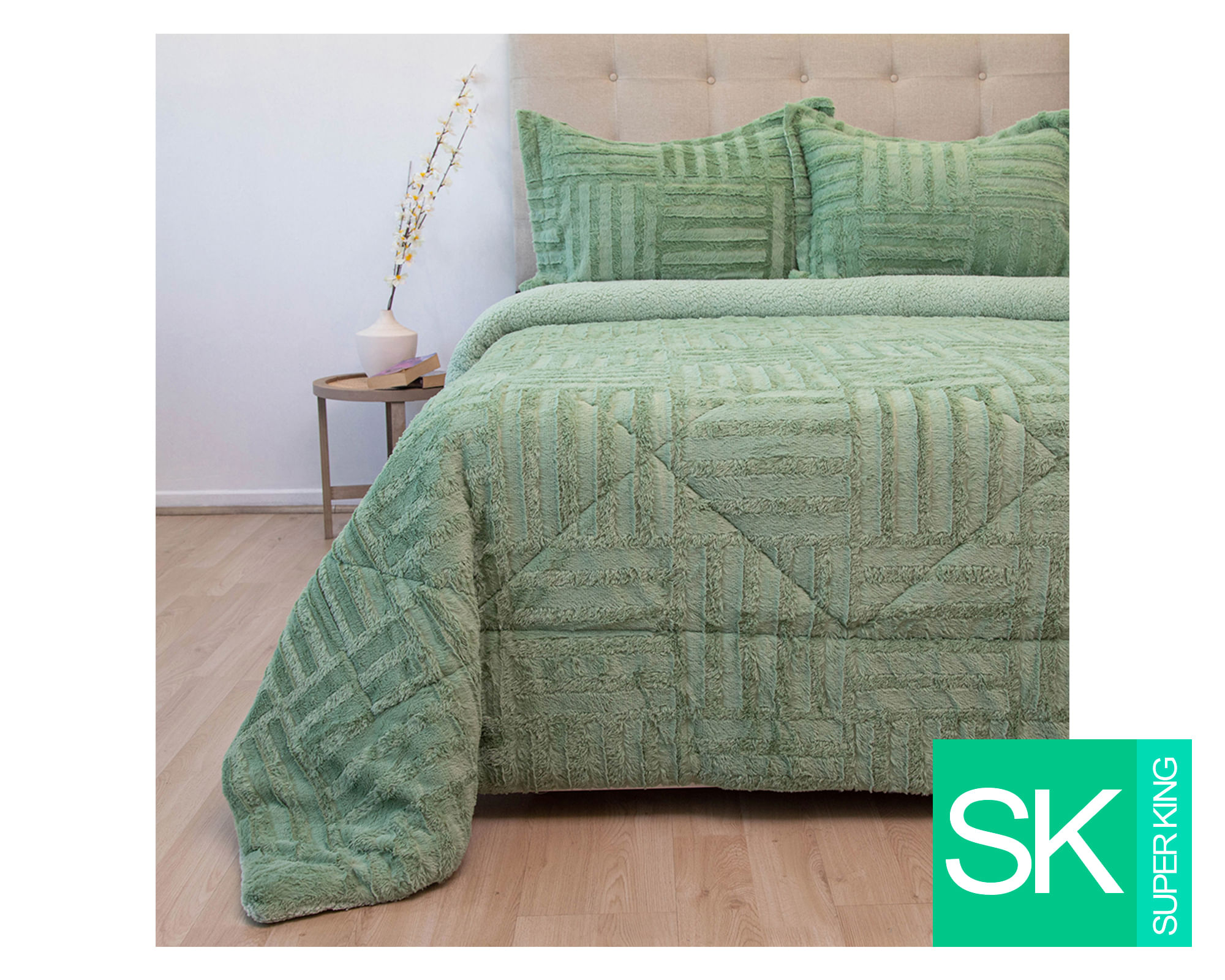 Doral Cubrecama Plush senses verde súper king