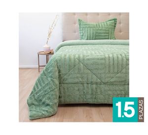 Cubrecama Plush senses verde D2 1.5 plazas