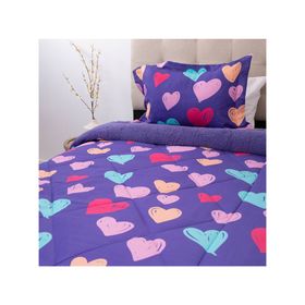 Plumón estampado Kids senses corazones 1.5 plazas