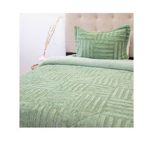 Cubrecama Plush senses verde D2 1.5 plazas