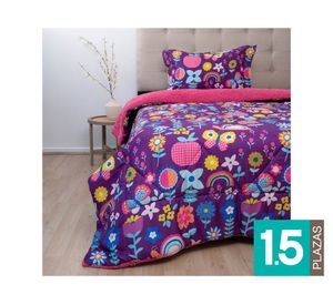 Plumón estampado Kids senses flores 1.5 plazas