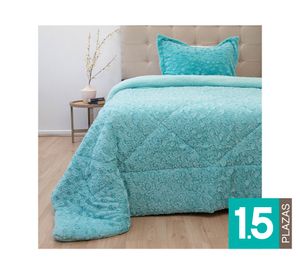 Cubrecama Plush senses turquesa 1.5 plazas