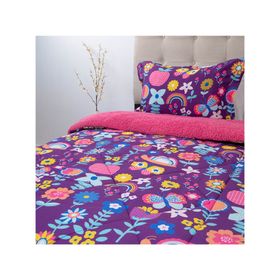 Plumón estampado Kids senses flores 1.5 plazas