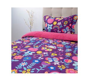 Plumón estampado Kids senses flores 1.5 plazas