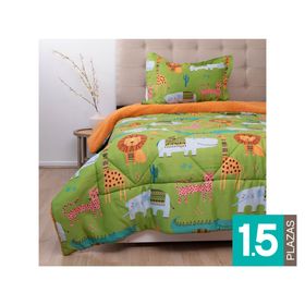 Plumón estampado Senses animales 1.5 plazas