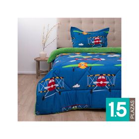 Plumón estampado Kids senses avionetas 1.5 plazas