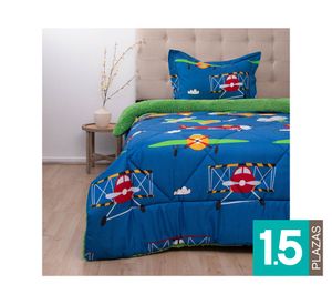 Plumón estampado Kids senses avionetas 1.5 plazas