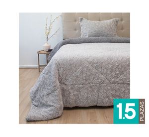 Cubrecama Plush senses gris 1.5 plazas