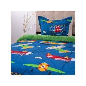 Plumón estampado Kids senses avionetas 1.5 plazas
