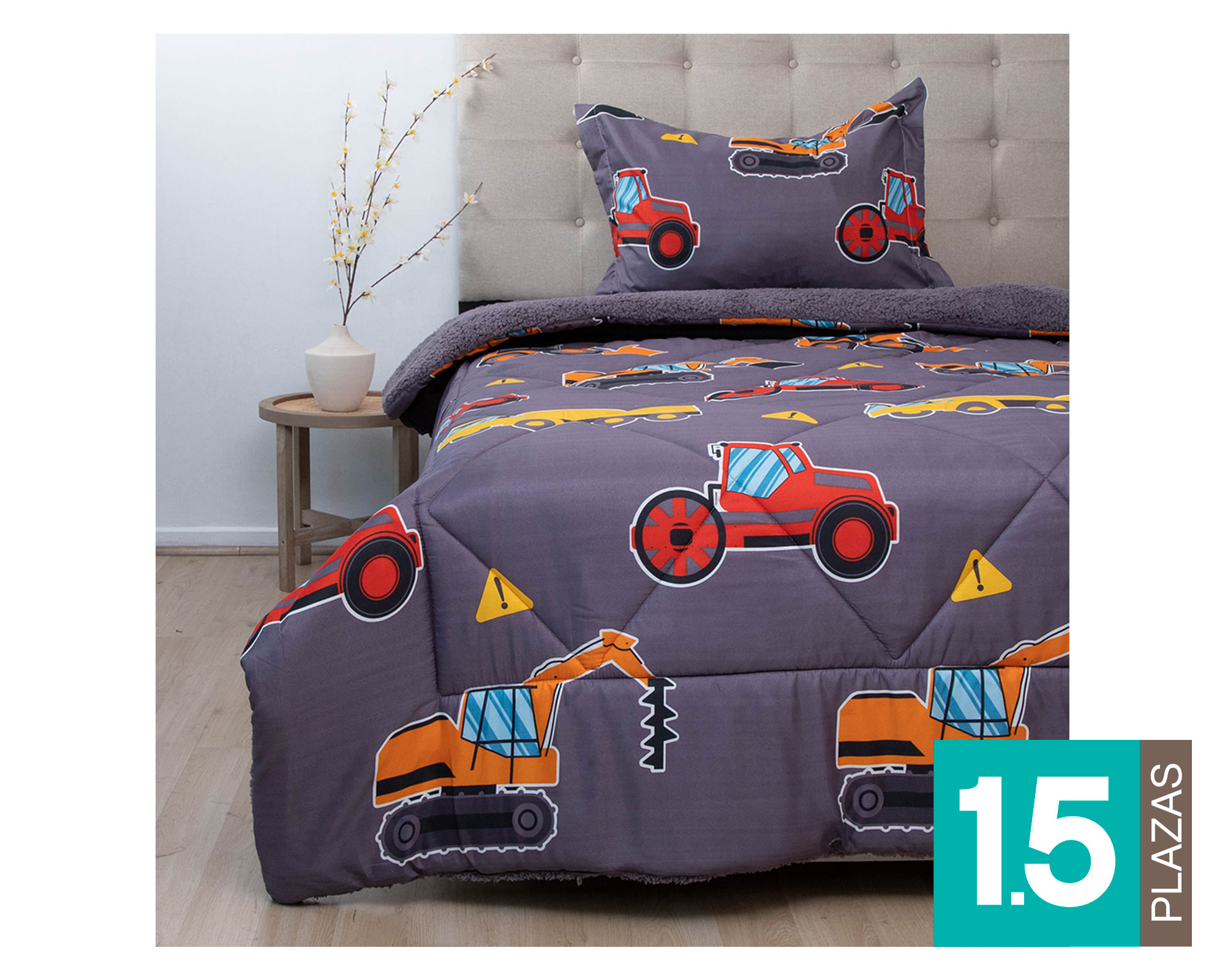 Doral Plumón estampado Kids senses tractores 1.5 plazas