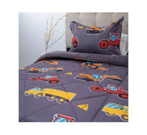 Plumón estampado Kids senses tractores 1.5 plazas