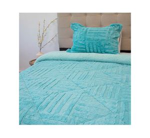 Cubrecama Plush senses turquesa D2 1.5 plazas