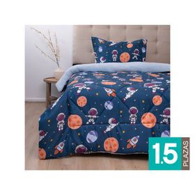 Plumón estampado Senses astronauta 1.5 plazas