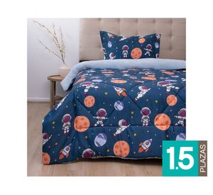 Plumón estampado Senses astronauta 1.5 plazas
