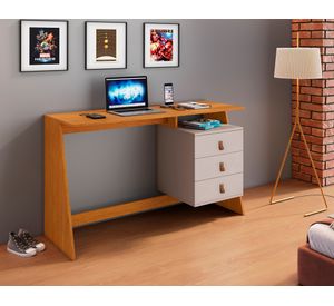 Escritorio gamer Gaby café/off 3 cajones