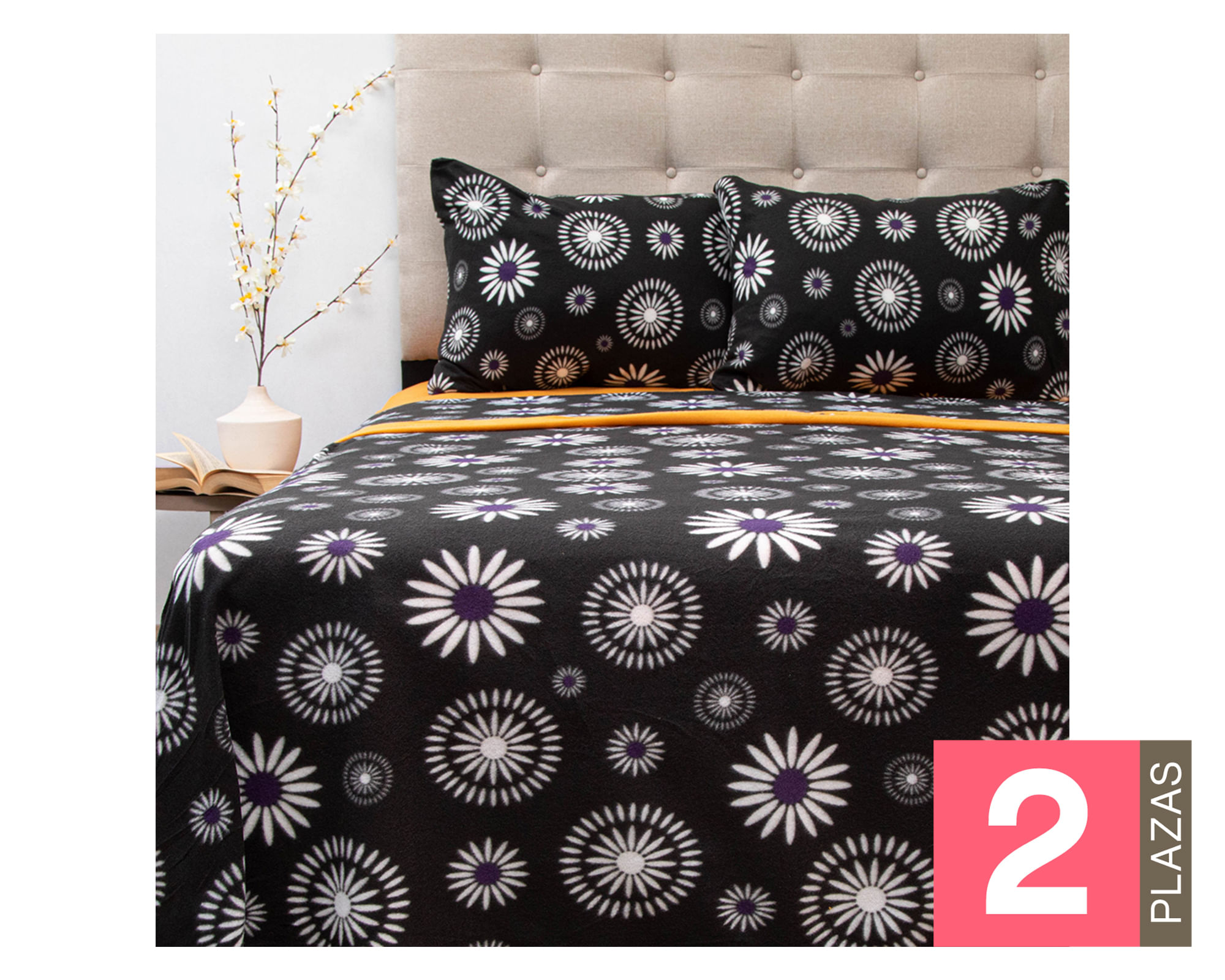 Juego de sábanas 2 plazas polar estampada Composé D7 | Easy.cl