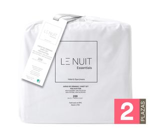 Juego de sábanas 2 plazas 200 hilos blanco