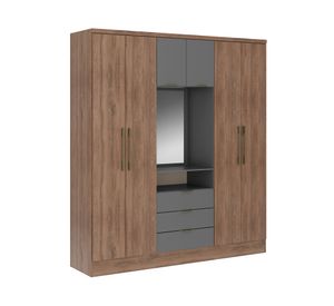 Clóset 6 puertas Ámbar 6 puertas + espejo café/gris