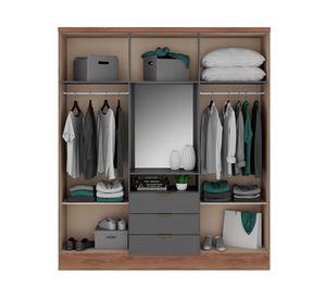 Clóset 6 puertas Ámbar 6 puertas + espejo café/gris