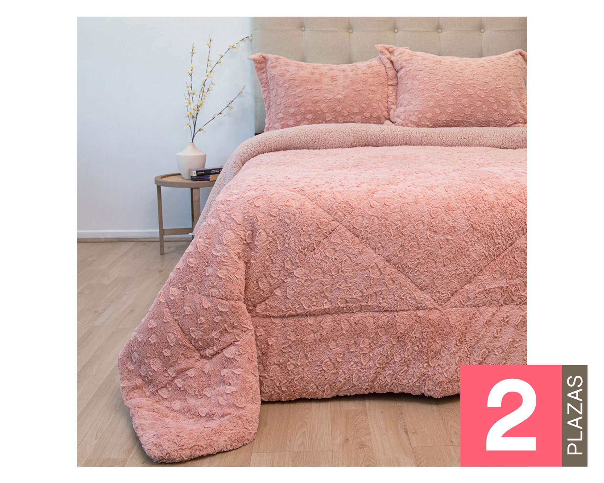 Doral Cubrecama Plush senses rosado 2 plazas