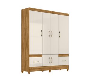 Clóset 6 puertas 2 cajones MS912 café/off 204x165x47 cm