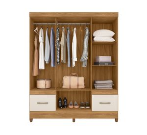 Clóset 6 puertas 2 cajones MS912 café/off 204x165x47 cm