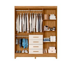 Clóset 6 puertas 4 cajones Aruba café/off 204x165x47 cm