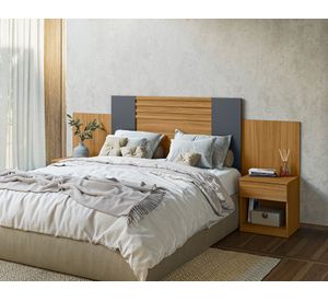 Respaldo de cama 2 veladores Araguaia 2 plazas cinza