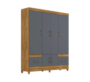 Clóset 6 puertas 2 cajones MS912 café/gris 204x165x47 cm