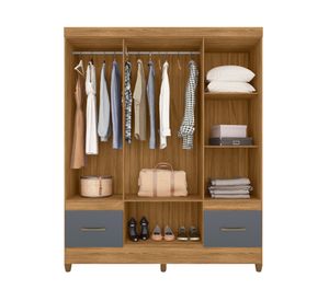 Clóset 6 puertas 2 cajones MS912 café/gris 204x165x47 cm